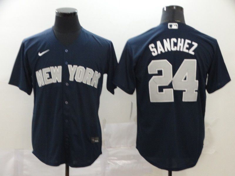 Men New York Yankees #24 Sanchez Blue Nike Game MLB Jerseys